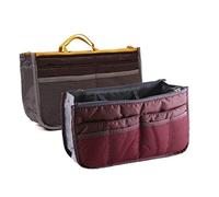 NOVAGO Lot de 2 Organiseurs Pochette Sac de Rangement intérieur pour Sac à Main ou Sac de Voyage (Divers Coloris Disponibles) (Gris+Bordeaux, 2 Sacs)