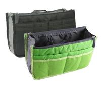 NOVAGO Lot de 2 Organiseurs Pochette Sac de Rangement intérieur pour Sac à Main ou Sac de Voyage (Divers Coloris Disponibles) (Vert+Noir, 2 Sacs)