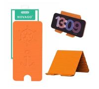 NOVAGO Lot de 2 Supports Téléphone et Tablette Pliables en Silicone et Aluminium - Stand de Bureau Flexible, Réglable et Antidérapant avec Espace de Charge sans Obstacle (Orange)