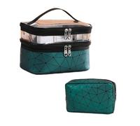 NOVAGO - Lot de 2 Trousse de Toilette et Maquillage, Vanity Double Couches Plastifié Solide Durable et Imperméable pour Voyage (Vert)