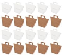 NOVAGO- Lot de 20 mini petits Sacs/pochettes/Boite à cadeau en papier avec les motifs (Blanc Marron)