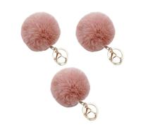 NOVAGO Lot de 3 Pompon Porte ijou de Sac à Main en véritable Poil de Lapin de qualité, Toucher Doux Garanti (Orange)
