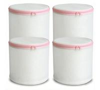 NOVAGO Lot de 4 Filets à Linge Blancs pour Soutien-Gorge Taille L 17x19 cm - Sacs de Lavage en Maille avec Fermeture Éclair