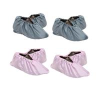 NOVAGO Lot de 4 Paires Couvre-Chaussures pour Adulte (2 Taille 37-42 + 2 Taille 42-46) - Surchaussures en Tissu Épais Lavables et Réutilisables - Semelle Antidérapante (2Gris 2Rose)
