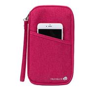 NOVAGO NOAGO Nouvelle série Organiseur de Voyage, de Porte Passeport, de Billets, de Monnaie, de Cartes (Rose foncé)
