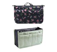 NOVAGO Organiseur Pochette Sac de Rangement intérieur pour Sac à Main ou Sac de Voyage (Divers Coloris Disponibles (Vert Claire+Flamant Rose 2)