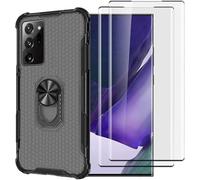 NOVAGO Pack Complet Compatible Samsung Galaxy Note 20 Ultra - Coque Anti-Choc avec Anneau Rotatif 360° + 2 Verres Trempés 3D Incurvés Ultra Résistants