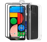 NOVAGO Pack Complet Pixel 4A 5G - Coque Transparente Antichocs + 2 Films Verre Trempé Résistants, Protection Écran Anti-Rayures, Fine