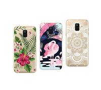 NOVAGO Pack de 3 Coques compatibles avec Samsung A6 (2018) SM-A600FN Coque Souple Transparente et Résistante Anti Choc avec Impression de qualité (Multicolore 4)