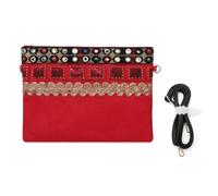 NOVAGO Pochette bandoulière strass à Maquillage, multiusage,Pochette Tablette (6-10'') compatible avec iPad iPad mini Galaxy Tab A7/A8/S2 décoration Fait Main (Rouge)