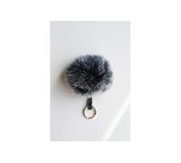 NOVAGO Pompon Bijou de sac en fourrure , qualité supérieure garantie , diamètre 13 cm ( Renard / Gris )