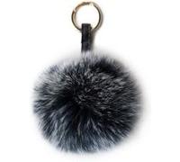 NOVAGO® Pompon Bijou de sac en fourrure , qualité supérieure garantie , diamètre 13 cm ( Renard / Gris ) gris G