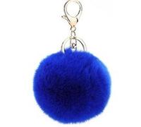 NOVAGO Pompon Bijou de Sac ou Porte clé en Poils de Lapin, qualité supérieure Garantie (Bleu Foncé)