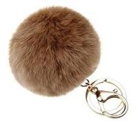 NOVAGO Porte Clé Pompon en Vrai Poil Lapin, Doux au Toucher Garanti Camel