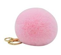 Porte Clé - NOVAGO® - PomPon - Vrai poil de lapin - Doux au toucher - Rose Pale