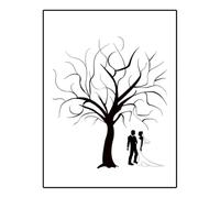 NOVAGO Tableau Toile à Empreintes sans Cadre 30 x 40 cm - Livre d'Or Original pour Mariage, Anniversaire, Baptême et Communion（Couple + Arbre）