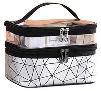 NOVAGO Vanity Trousse de Toilette Double Couches plastifié Solide Durable et imperméable (Gris)