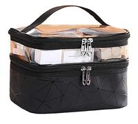 NOVAGO Vanity Trousse de Toilette Double Couches plastifié Solide Durable et imperméable (Noir)