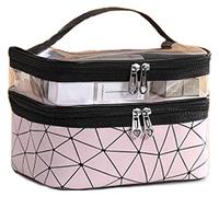 NOVAGO Vanity Trousse de Toilette Double Couches plastifié Solide Durable et imperméable (Rose)