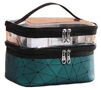 NOVAGO Vanity Trousse de Toilette Double Couches plastifié Solide Durable et imperméable (Vert)