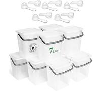 Novaliv 10x boîte à lessive avec couvercle 7 litres Transparent et cuillère doseuse 23,5 x 18 x 26,5 cm Boîte de rangement pour lessive en poudre avec anse Rangement de la lessive Bac à lessive