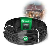 Novaliv 120 mètres de fil d'aluminium de 2 mm noir - Idéal comme fil de bricolage - Polyvalent pour les projets de bricolage et les décorations - Rouleau de 60 m de fil décoratif - Fil à fleurs - Pas
