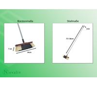 Novaliv 1x balai d'intérieur avec manche I mélange de crin de cheval I poils fins d'animaux I manche télescopique I balai à main en bois I balai d'intérieur balai avec filetage balai en poils naturels