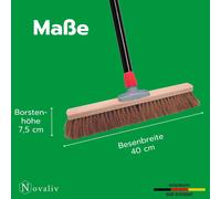 Novaliv 2x balai coco 50 cm avec manche poils de coco balai poils naturels Idéal comme balai d'atelier avec manche balai d'atelier balai industriel balai maison balai de peintre balai à cheveux balai