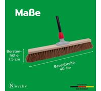 Novaliv 2x balai coco 60 cm avec manche télescopique poils de coco balai poils naturels balai d'atelier avec manche balai d'atelier balai industriel balai maison balai de peintre balai à cheveux balai