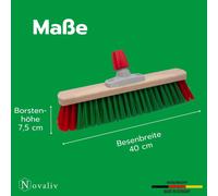 Novaliv 2x balai de jardin 40 cm avec manche extérieur poils élaston Idéal comme balai extérieur Balai de rue avec manche poils durs Balai de terrasse Balai de cour Balai d'écurie Balai industriel Out