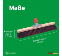 Novaliv 2x balai de rue 50 cm avec manche extérieur Arenga-Elaston poils Idéal comme balai extérieur Balai de jardin poils durs avec manche Balai de cour Balai d'écurie Balai industriel Outdoor broom