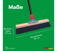 Novaliv 2x balai de salle 40 cm avec manche poils poils synthétiques balai fin Idéal comme balai d'atelier avec manche balai de halle balai industriel balai de maison balai de chambre balai de cheveux