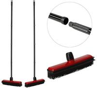 Novaliv 2x balai en caoutchouc avec manche à enfoncer Voiture & raclette Balai de coiffeur Balai à picots en caoutchouc Épilateur pour chiens Parquet Balai pour l'intérieur Sols en pierre Balai à moqu