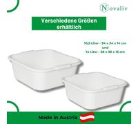 Novaliv 2x Bol de lavage carré 10,5L, 34x34 cm, Blanc, Sans BPA & Lavable au lave-vaisselle - Idéal pour la cuisine et le camping, Baignoire, Grand bol en plastique, Bol de lavage carré, Bol de lavage