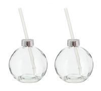 Novaliv 2x Tasses vin chaud 400 ml Tasse de Noël personnalisée avec paille - Boule de Noël comme gobelet de vin chaud - Boule de Noël Motif Tasse Sapin Boule de Noël Mugs chauffe-mains