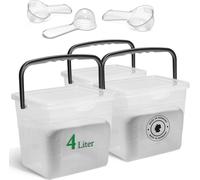 Novaliv 3x boîte à lessive avec couvercle 4 litres Transparent et cuillère doseuse 23,5 x 18 x 18,5 cm Boîte de rangement pour lessive en poudre avec anse Rangement de la lessive Bac à lessive