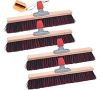 Novaliv 4x Mix Arenga Elaston Balai 50 cm Tête de balai I sans manche I Arenga-Elaston noir-rouge I Balai pour l'extérieur I Balai industriel Balai de jardin Balai à neige Balai universel