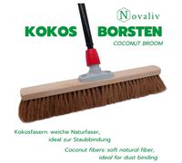 Novaliv Balai 50 cm avec manche télescopique Balai coco mélange de poils y compris ensemble de balayage galvanisé composé d'une tôle de balayage et d'un balai à main Balai poils naturels Balai d'ateli