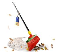 Novaliv Balai à griffes avec manche de 30 cm, poils incurvés spéciaux rouges et jaunes - Idéal comme balai de jardin, balai à griffer, gazon artificiel, idéal pour le camping, la route