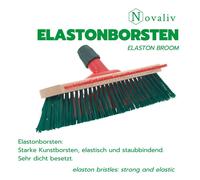 Novaliv Balai de jardin élaston 40 cm 3 pièces tête de balai avec grattoir poils élaston balai extérieur balai de rue poils durs balai de terrasse balai de cour balai d'écurie balai industriel balai e