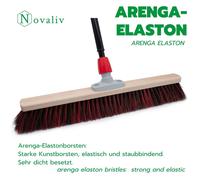 Novaliv Balai de rue 60 cm I Balai avec manche extensible I Arenga-Elaston noir-rouge I Grossier I Balai industriel Balayeur de jardin Balayeur de cour