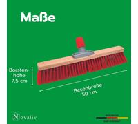 Novaliv Balai de rue avec manche 50 cm poils en élaston incl. garniture de balayage galvanisée composée d'une tôle de balayage et d'un balai à main Idéal comme balai de jardin Balai de terrasse Balai 