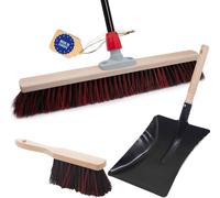 Novaliv Balai de rue avec manche 60 cm Arenga-Elaston Poils incl. garniture de balayage galvanisée avec lèvre en caoutchouc se composant d'une tôle de balayage & d'un balai à main Balai de jardin idéa
