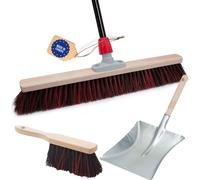Novaliv Balai de rue avec manche 60 cm poils Arenga-Elaston y compris ensemble de balayage noir composé d'une tôle de balayage et d'un balai à main Idéal comme balai de jardin Balai de terrasse Balai 