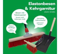Novaliv Balai de rue avec manche 60 cm Poils en élaston incl. garniture de balayage galvanisée avec lèvre en caoutchouc composée d'une tôle de balayage & d'un balai à main Balai de jardin idéal Balai 
