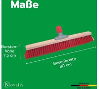 Novaliv Balai de rue avec manche 80 cm poils en élaston incl. garniture de balayage galvanisée composée d'une tôle de balayage et d'un balai à main Idéal comme balai de jardin Balai de terrasse Balai 