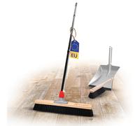 Novaliv Balai de salle de 50 cm avec manche, poils synthétiques, kit de balayage galvanisé avec lèvre en caoutchouc composé d'une pelle et d'une balayette à main - Idéal comme balai d'atelier - Balai