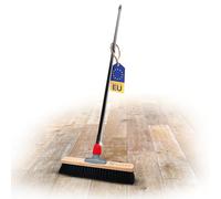 Novaliv Balai de salle en poils naturels 40 cm - Manche extensible - Crin de cheval noir - Doux et fin - Grande capacité - Balai de chambre et de cour