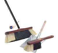 Novaliv Balai d'intérieur 4 pces manche enfichable ROSSHAAR MÉLANGE Balais poils doux Balai d'armoire avec manche et balayette à main Garniture de balayette Métal galvanisé Balayette à main Set de bal
