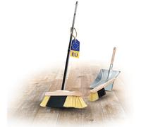 Novaliv Balai d'intérieur avec manche stable à poils synthétiques fins - Balai à poils souples - 4 pièces - Manche enfichable + balayette en métal galvanisé - Kit balayette et pelle à poussière